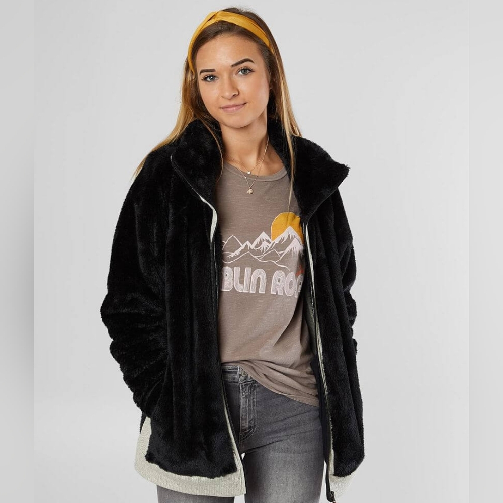 Buckle BKE Pieced Faux Fur Wubby Jacket Women Size Large
